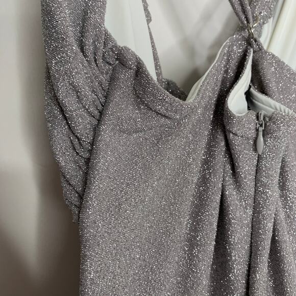 Patbo Lurex Cut Out Maxi Lace Up Dress Silver Sparkle Womens Glamorous Size 10 - Picture 7 of 16